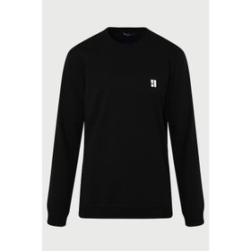 Hatemoğlu Siyah Regular Fit Pamuklu Bisiklet Yaka Sweatshirt