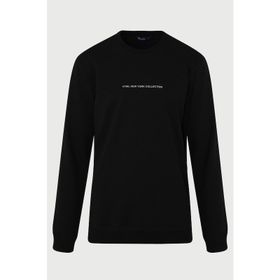 Hatemoğlu Siyah Regular Fit Pamuklu Bisiklet Yaka Sweatshirt
