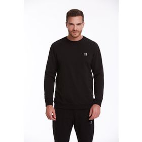 Hatemoğlu Siyah Regular Fit Pamuklu Bisiklet Yaka Sweatshirt