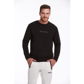 Hatemoğlu Siyah Regular Fit Pamuklu Bisiklet Yaka Sweatshirt