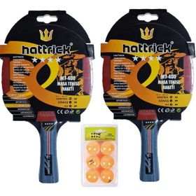 Hattrick MT-400 Ittf Onaylı Vakumlu Ambalajlı 2 Adet Masa Tenisi Raketi + 6'lı Pinpon Topu