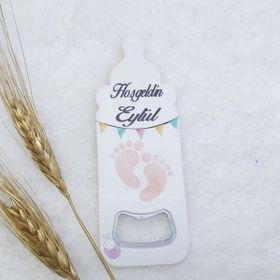 Hayaller Dükkanı 30 Adet Ayak Baskılı Biberon Açacak Magnet 4.5x10.5 cm UV Erkek Bebek Magnetleri Bebek Şekeri