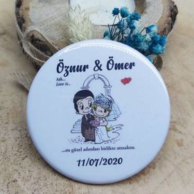 Hayaller Dükkanı 30 Adet Nikah Şekeri Söz Nişan Hediyesi Baskılı Kişiye Özel Gelin Damatlı Açacak Magnet