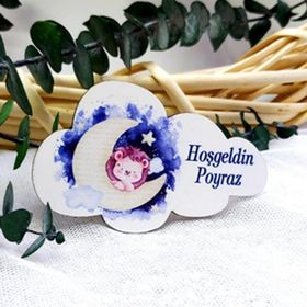 Hayaller Dükkanı Ayda Aslan Baskılı Bulut 25 Adet Ahşap Magnet
