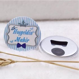 Hayaller Dükkanı Erkek Bebek Şekeri UV Baskılı 30 Adet Fiyonklu Açacak Magnet