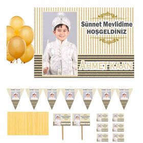 Hayaller Dükkanı HDTS144 Altın Konsept Sünnet Kişiye Özel Süsleme ve Magnet Seti
