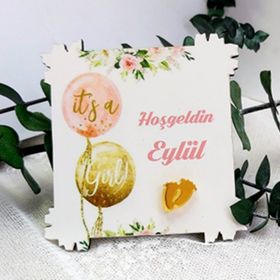 Hayaller Dükkanı It is a Girl 25 Adet Çerçeve Ahşap Yenidoğan Magnet