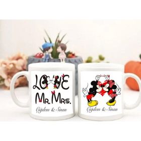 Hayaller Dükkanı Sevgililer Günü Mickey Minnie Baskılı lik Kupa Bardak