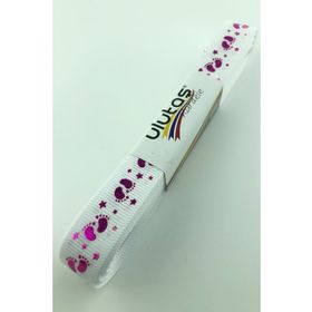 Hayalperest Boncuk 1.5 cm Beyaz Fuşya Bebek Ayağı Figür Baskılı Grogren Kurdele
