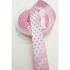 Hayalperest Boncuk 2.5 cm Pembe Puantiye Baskılı Saten Kurdele