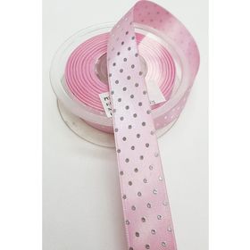 Hayalperest Boncuk 2.5 cm Pembe Puantiye Baskılı Saten Kurdele