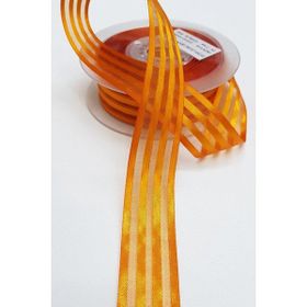 Hayalperest Boncuk 2.5 cm Turuncu Saten Çizgili Şifon Kurdele