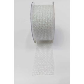Hayalperest Boncuk 4 cm Beyaz Simli Organze Kurdele