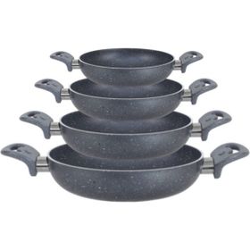 Hazar Pazar Gri Granit 18-20-22-24 cm Yanmaz Yapışmaz Çizilmez Yumurta Tavası Set
