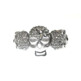 Hdmarketim 5489 Otantik Swarovski Taşlı Kurukafa Kelepçe Metal Bileklik