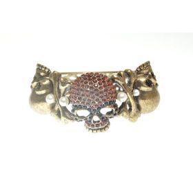Hdmarketim 5489 Otantik Swarovski Taşlı Kurukafa Kelepçe Metal Bileklik
