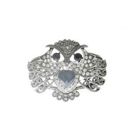 Hdmarketim 5512 Otantik Swarovski Taşlı Baykuş Kelepçe Metal Bileklik