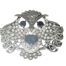 Hdmarketim 5512 Otantik Swarovski Taşlı Baykuş Kelepçe Metal Bileklik