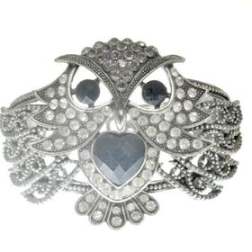 Hdmarketim 5512 Otantik Swarovski Taşlı Baykuş Kelepçe Metal Bileklik