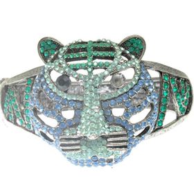 Hdmarketim 5518 Otantik Swarovski Taşlı Kaplan Kelepçe Metal Bileklik