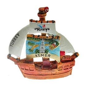 Hdmarketim 5923 Antalya Kemer Temalı Dekoratif Polyester Gemi Biblo