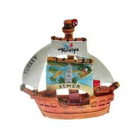 Hdmarketim 5923 Antalya Kemer Temalı Dekoratif Polyester Gemi Biblo
