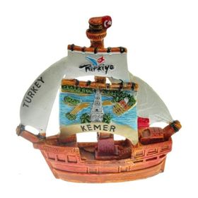 Hdmarketim 5923 Antalya Kemer Temalı Dekoratif Polyester Gemi Biblo
