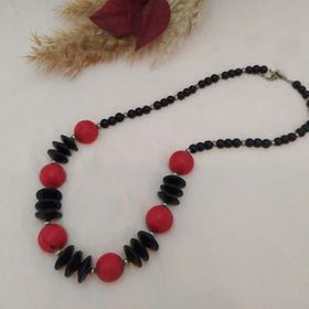 Hdmarketim Doğal Kırmızı Taşlı ve Boncuklu Kolye