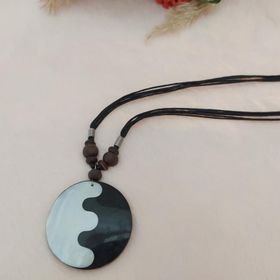 Hdmarketim Doğal Sedef Taşlı Boncuk Kolye Yin Yang Felsefe Kolyesi