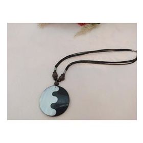 Hdmarketim Doğal Sedef Taşlı Boncuk Kolye Yin Yang Felsefe Kolyesi