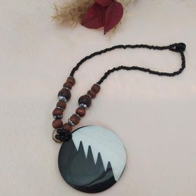 Hdmarketim Doğal Sedef Taşlı Boncuk Kolye Yin Yang Felsefe Kolyesi