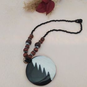 Hdmarketim Doğal Sedef Taşlı Boncuk Kolye Yin Yang Felsefe Kolyesi