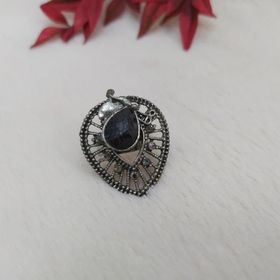 Hdmarketim Kadın Otantik Tasarım Siyah Taşlı Yüzük