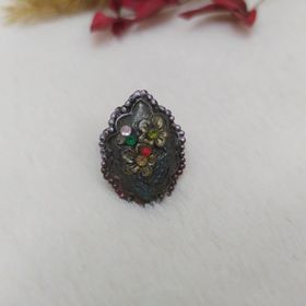 Hdmarketim Kadın Yüzük Otantik Eskitme Tasarım Taşlı Füme Renk Yüzük