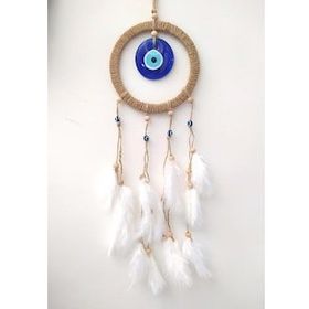 Hdmarketim Nazar Boncuklu Düş Kapanı Dreamcatcher Kuş Tüyü Duvar Süsü