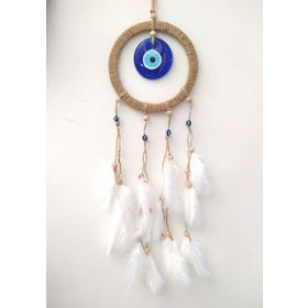 Hdmarketim Nazar Boncuklu Düş Kapanı Dreamcatcher Kuş Tüyü Duvar Süsü
