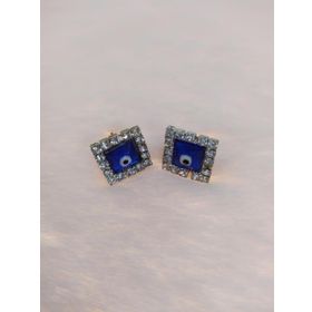 Hdmarketim Nazar Boncuklu Swarovski Taşlı Bijuteri Kare Küpe