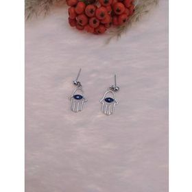 Hdmarketim Otantik Swarovski Taşlı Sallantılı Hamsa Figürlü Beyaz Küpe