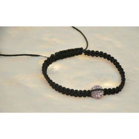 Hdmarketim Pembe Swarovski Taşlı Ayarlanabilir Örgü Siyah İp Bileklik