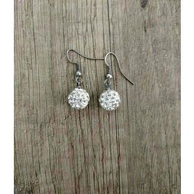 Hdmarketim Şambala Model Swarovski Taşlı Küçük Beyaz Sallantılı Küpe