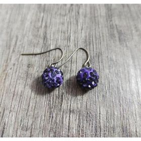 Hdmarketim Şambala Model Swarovski Taşlı Lila Sallantılı Küpe
