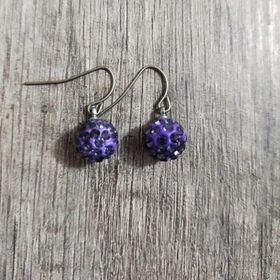 Hdmarketim Şambala Model Swarovski Taşlı Lila Sallantılı Küpe