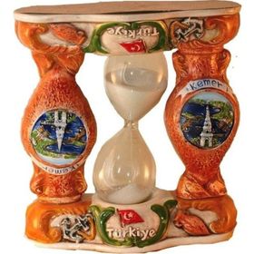Hdmarketim Seramik Nostaljik Dekoratif Cam Fanuslu Kum Saati