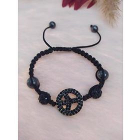Hdmarketim Sıralı Swarovski Siyah Taşlı Örgü Ayarlanabilir Bileklik