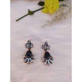 Hdmarketim Swarovski Siyah Işıltılı Taşlı Sallantılı Küpe