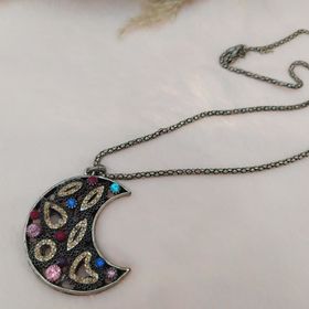 Hdmarketim Swarovski Taşlı Moda Tasarım Ay Model Kolye