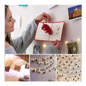 Hdmarketim Yılbaşı Ağaç Süsleme USB Girişli Animasyonlu 2,8 Metre Led Işık 30'lu Mandal Fotograf Albüm