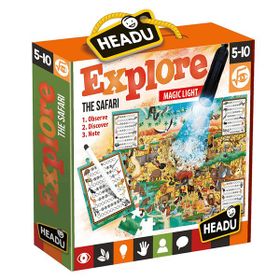 Headu IT-21420 5-10 Yaş Explore The Safari Magic Light Puzzle