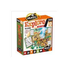 Headu IT-21420 5-10 Yaş Explore The Safari Magic Light Puzzle