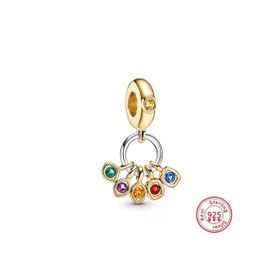 Hector&Co. Jewellery Gümüş Gold Renk Marvel İnfinity Stones Sallantılı Taşlı Charm